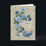 Boho Blue Roses Moth Watercolor Carte d'anniversai<br><div class="desc">Cette carte d'anniversaire personnalisée comporte un bouquet de roses bleus et une teigne bleue.   Le texte à l'intérieur peut également être changé.</div>