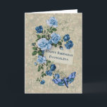 Boho Blue Roses Moth Watercolor Carte d'anniversai<br><div class="desc">Cette carte d'anniversaire personnalisée comporte un bouquet de roses bleus et une teigne bleue.   Le texte à l'intérieur peut également être changé.</div>