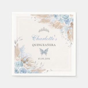 Boho Blue Silver Quinceanera Miss Quince 15 Servet