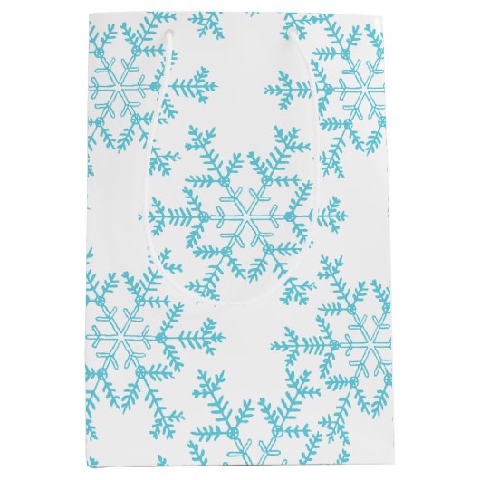 Boho Blue Snowflakes Gift Bag Medium Cadeauzakje (Voorkant)