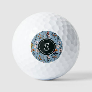 Boho Blue Soft Waterverf Bloemen monogram Golfballen