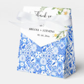 Boho Blue tegel en Lemon Arch bruiloft Dank u Bedankdoosjes (Voorkant Zijde)