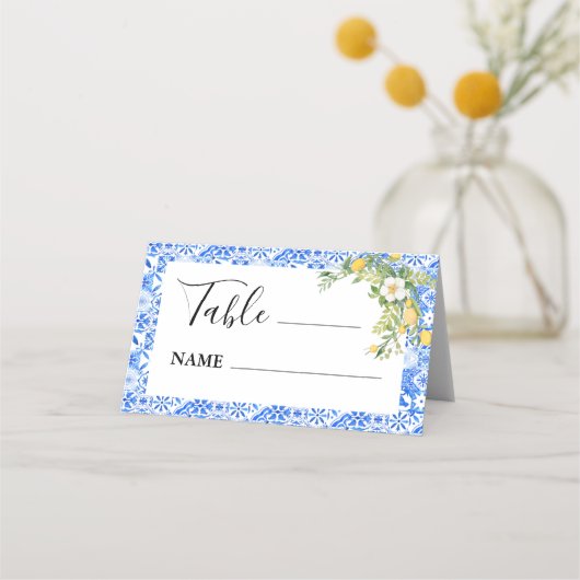 Boho Blue tegel en Lemon bruiloft boog (Voorkant)