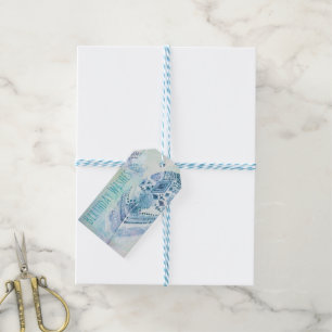 Boho Blue Verjaardagswensen Cadeaulabel