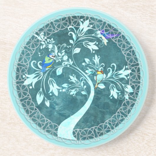Boho Blue Vods Beverage Coaster Zandsteen Onderzetter (Voorkant)