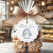 Boho Blue Waterverf Baby shower Bedankjes Labels