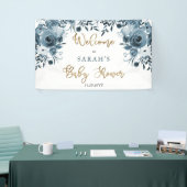 Boho Blue Waterverf Floral Baby shower Welcome Spandoek (Beurs)