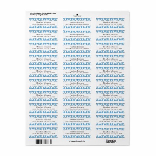 Boho Blue Waterverf Geometric Pattern Etiket (Full Sheet)