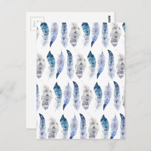 Boho Blue Waterverf is overal te zien Briefkaart (Voorkant / Achterkant)