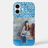 Boho Blue Waterverf Print | Monogrammfoonfoto Case-Mate iPhone Case (Achterkant)