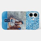 Boho Blue Waterverf Print | Monogrammfoonfoto Case-Mate iPhone Case (Achterkant (horizontaal))