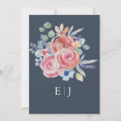 Boho Blue & White Rose Floral Bewaar de datum Save The Date (Achterkant)