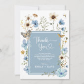 Boho Blue Wildflower Garden Boy Baby shower Bedankkaart (Voorkant)