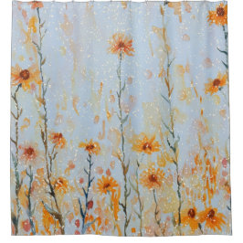 Boho  Blue Wildflowers Douchegordijn