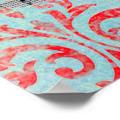 Boho Blue Zebra en Butterflies Damask Poster (Hoek)