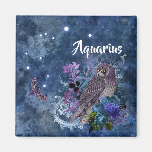 Boho Blue Zodiac Aquarius Constellation Magneet (Voorkant)