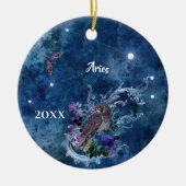 Boho Blue Zodiac Aries Constellation Keramisch Ornament (Voorkant)