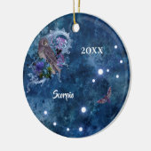 Boho Blue Zodiac Scorpio Constellation Keramisch Ornament (Links)