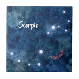 Boho Blue Zodiac Scorpio Constellation Tegeltje