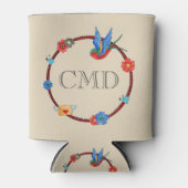 Boho Bluebird Monogram Blikjeskoeler (Voorkant)