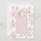 Boho Blush Baby in Bloom Stork Wildflower Shower Kaart (Voorkant)