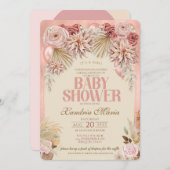 Boho Blush Beige séché Rose Baby shower invitation (Devant / Derrière)