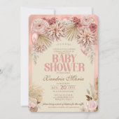 Boho Blush Beige séché Rose Baby shower invitation (Devant)