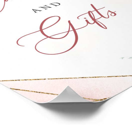 Boho blush bloem goud eucalyptus Kaarten en Cadeau Poster (Hoek)