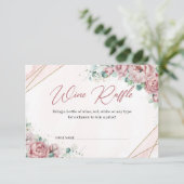 Boho Blush bloem goudkleurige eucalyptus wijnraffl Informatiekaartje (Staand voorkant)