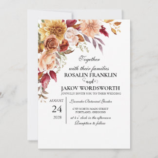 Boho Blush Bloemen Bruiloft Uitnodiging