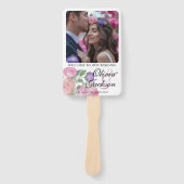 Boho Blush Bloemen Bruiloftsprogramma Handventilat Handwaaier (Voorkant)