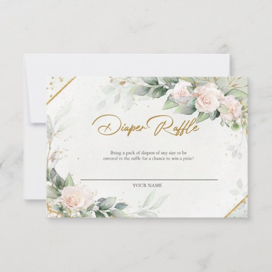 Boho Blush Bloemen Eucalyptus Luier Raffle Bedankkaart (Voorkant)