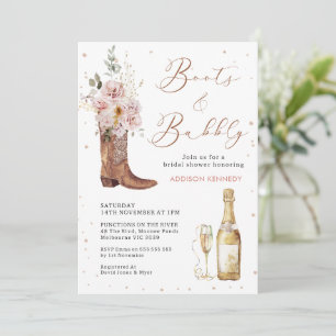 Boho Blush Bloemen Glazen Boot Bubbly Vrijgezellen Kaart