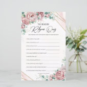 Boho blush bloemengoud groen Nursery Rhyme Quiz (Staand voorkant)