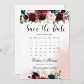 Boho blush bogundy roze marinesjandbruiloft save the date (Voorkant / Achterkant)
