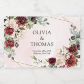 Boho blush bordeaux roze & goud geometrische bruil sparkling wijnetiket (Enkel label)