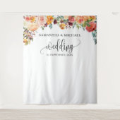 Boho Blush bordeaux sinaasappel bloemenbruiloft ac Wandkleed (Voorkant)