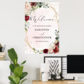 Boho blush bordeauxrode bloemendress rehearsal wel poster (Thuiskantoor)