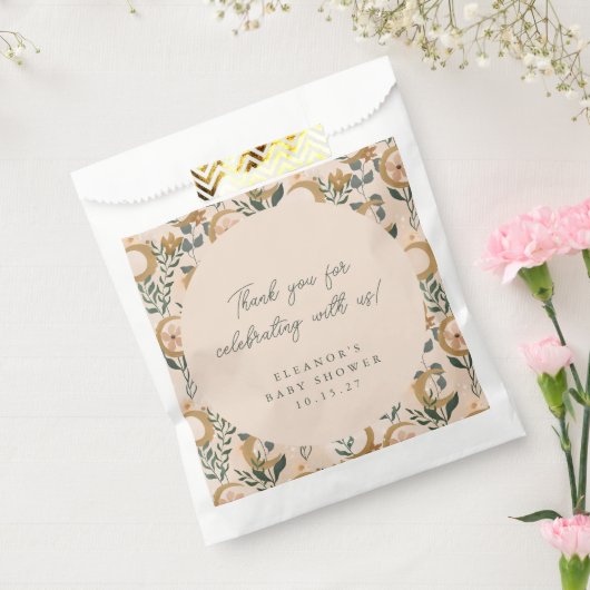 Boho Blush Botanical Moon Custom Baby shower Dank Bedankzakje (Gezegeld)