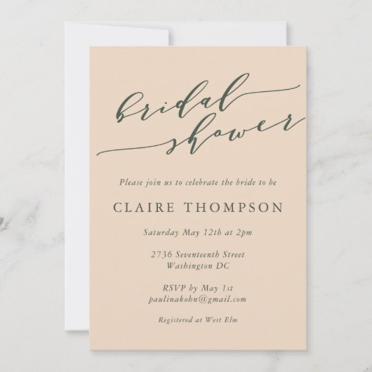 Boho Blush Botanical Moon Script Vrijgezellenfeest Kaart (Voorkant)