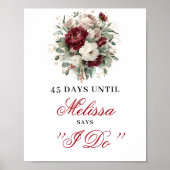 Boho Blush Burgundy Dais Tot Ik Trouw Countdown Bo Poster (Voorkant)