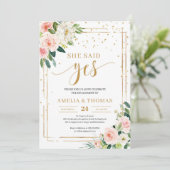 Boho BLush cadre or rose elle a dit oui invitation (Debout devant)