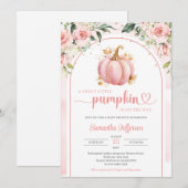 Boho blush en gold een beetje pompoen baby shower kaart (Voorkant / Achterkant)