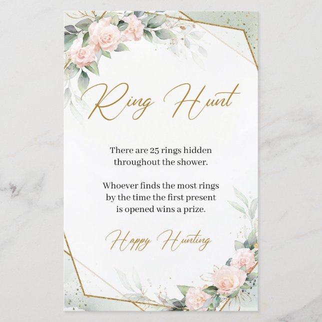 Boho Blush en gouden groene Ring Hunt Game (Voorkant)