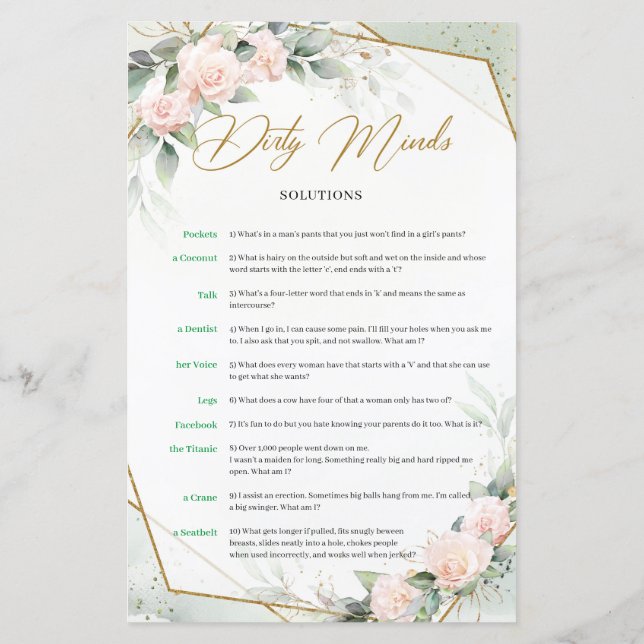 Boho blush en greenery Gold Dirty Minds game (Achterkant)