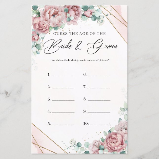 Boho blush eucalyptus raad het Leeftijd Foto Game (Voorkant)