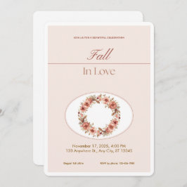 Boho Blush Fall Romance Floral Wedding Invitation Kaart