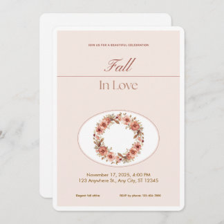 Boho Blush Fall Romance Floral Wedding Invitation Kaart