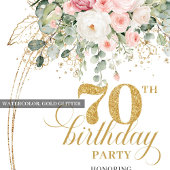 Boho Blush Floral Digital 70th Birthday Invitation