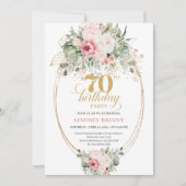 Boho Blush Floral Digital 70th Birthday Invitation Kaart (Voorkant)